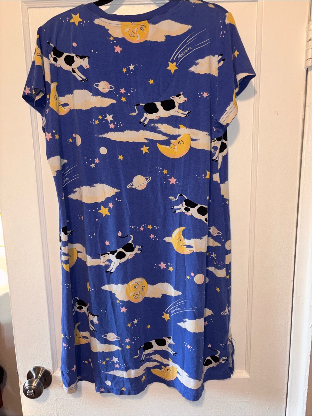 RARE Nick and Nora Cows Jumping Over The Moon Sleep Shirt XL Soft Cozy Cute - Picture 6 of 6